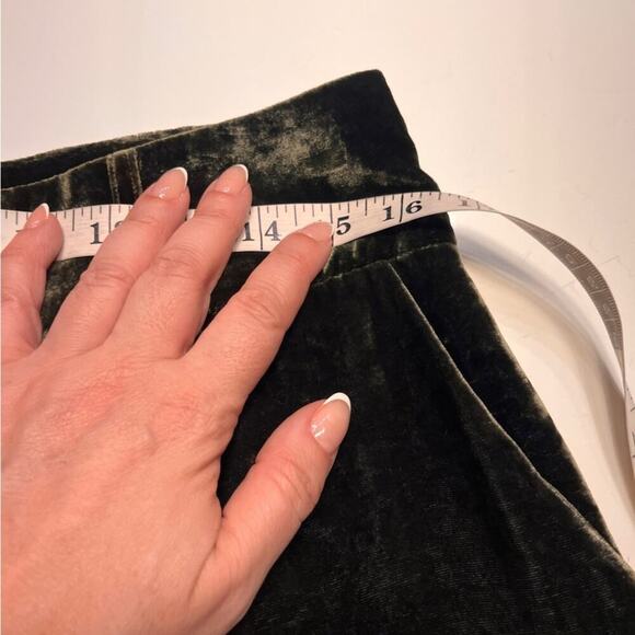 NWT Frame Panne Crushed Velvet Wide Leg Trousers in Deep Moss Size 6 - Picture 11 of 13